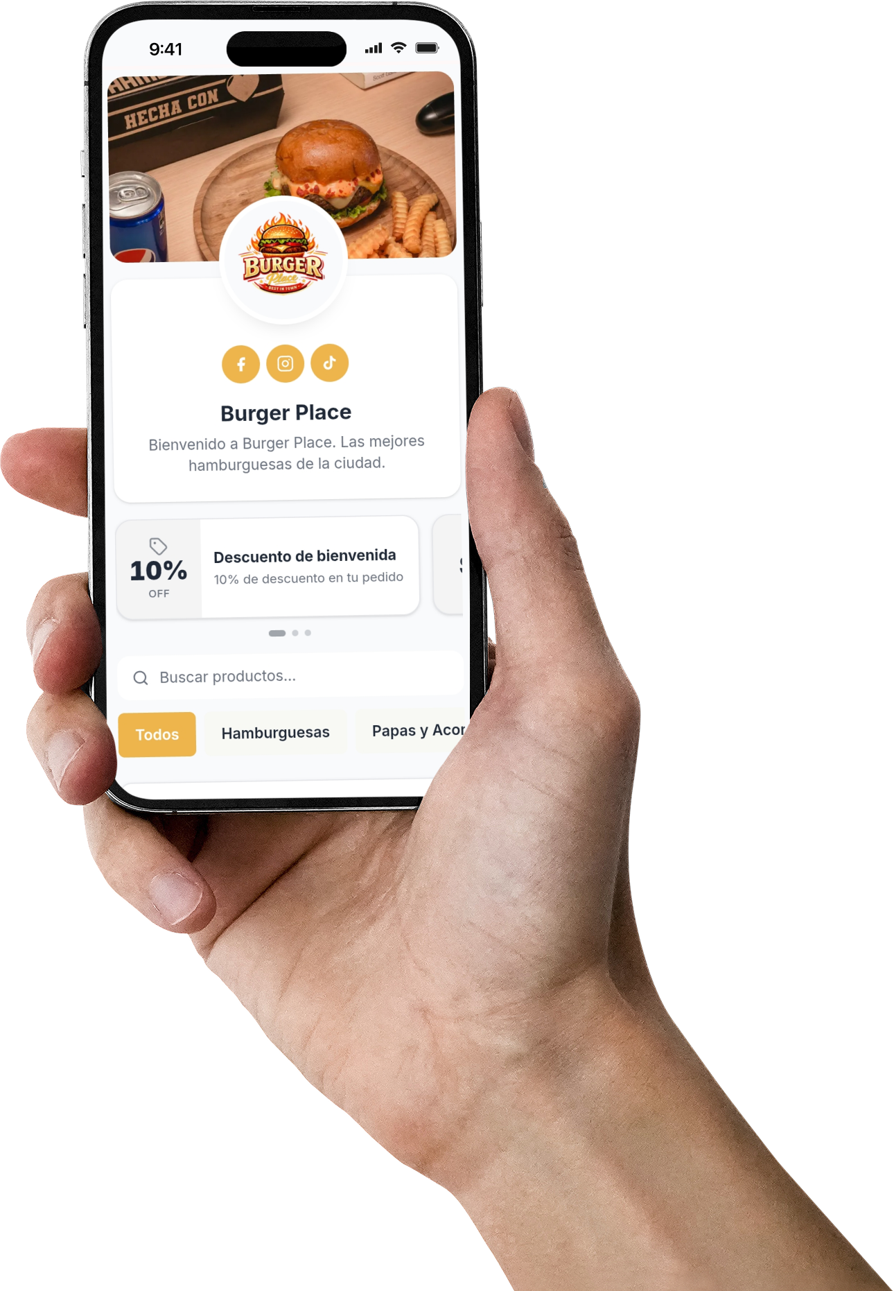 Cliente con el menú Pyde en su teléfono